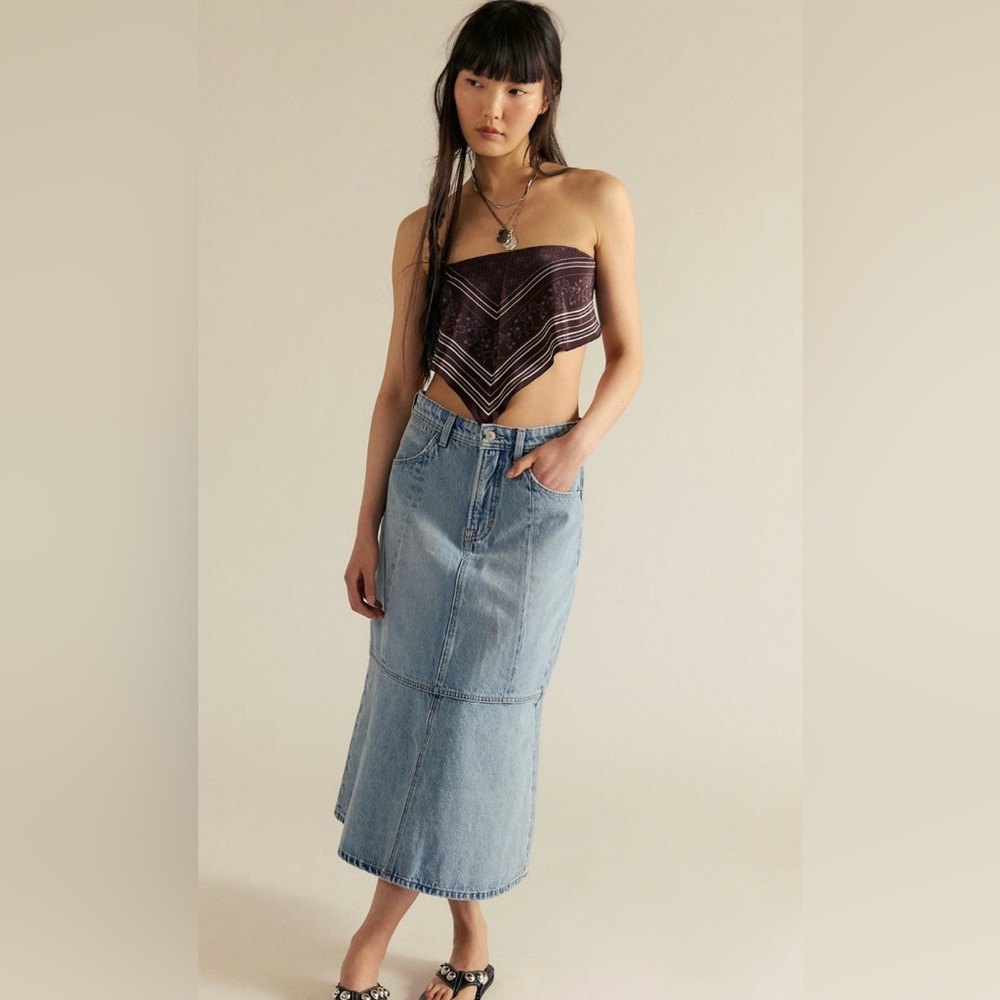 We The Free Midas Denim Midi Skirt NWT size 28